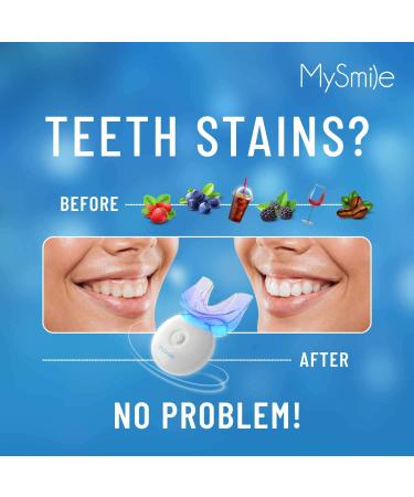 MySmile Teeth Whitening Kit with LED Light - Fast Non-Sensitive Whitener with 3 Carbamide Peroxide Gels - Remove Stains from Coffee, Smoking, Wine & Food - 10 Min Treatment - Buy Online on GoSupps.com