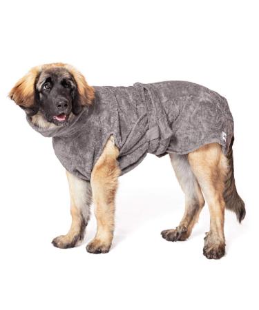 Lill's dog bathrobe 100% organic cotton Organic Stone Grey (Grey) (XL: 65 cm back length) XL: 65 cm back length Stone Grey (Grey)