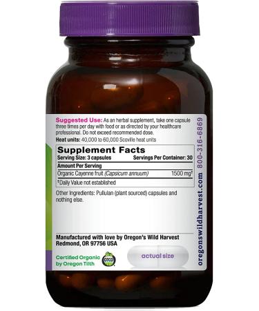 Organic Non-GMO Cayenne Capsules - Oregon's Wild Harvest Herbal Supplements | 90 Count - Buy Online on GoSupps.com