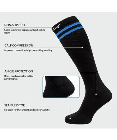 360 RELIEF - Flight Compression Socks Supports | Blood Circulation Travel Work S-M 2Pairs-Black with 2 Blue lines - Buy Online on GoSupps.com