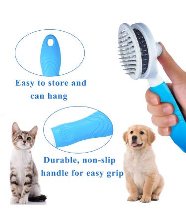 Self-Cleaning Cat Grooming Brush with Fat Needles - Slicker Brush for Dogs & Cats | Daily Massage Tool - Buy Online on GoSupps.com