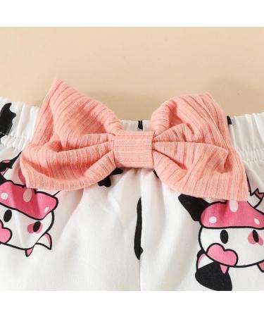 UUAISSO Baby Girls Cow Letter Print Ruffled Outfit Set 6-9 Months | Pink Milk Infant Clothing - Buy Online on GoSupps.com