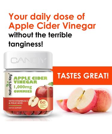 Nature's Key Apple Cider Vinegar Gummies - Detox & Cleanse Support | Vegan ACV Gummies with Folic Acid, Vitamin B6, B12, Beetroot, Pomegranate | 60 Count - Buy Online on GoSupps.com
