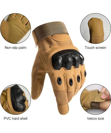 Firschoie Tactical Gloves - Military & Motorcycle Gloves with Hard Ankle Protection & 2-Finger Touchscreen for Jungle Trekking & MTB - Brown M - Buy Online on GoSupps.com