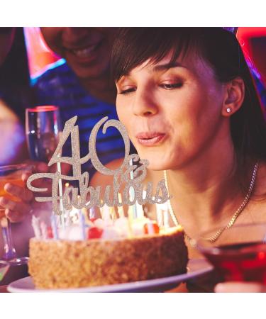 1 PCS 40 & Fabulous Cake Topper Rose Gold Glitter Cheers to Happy 40th Birthday Cake Toppers Forty and Fabulous Cake Pick Decorations for 40th Wedding Anniversary Birthday Party Supplies - Buy Online on GoSupps.com