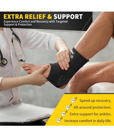 CAMBIVO Adjustable Ankle Brace for Sprains & Injury Recovery - Compression Strap Stabilizer for Men & Women (Large - Left Foot Black - Buy Online on GoSupps.com