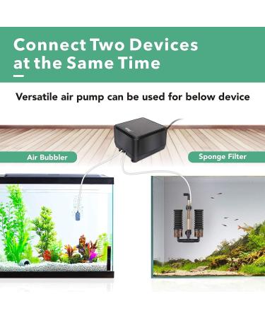 Buy Hygger Quietest Aquarium Air Pump - Adjustable 2 Air Outlets 5W/10W Ultra Quiet Aerator for Optimal Oxygen Supply - Buy Online on GoSupps.com