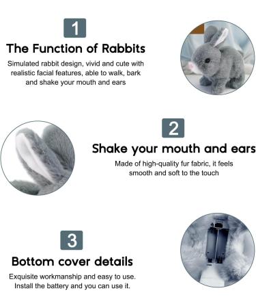 Woeau Rabbit Toy for Kids - Grey Plush Stuffed Bunny with Carrot, Sounds & Movements - Electronic Walking and Talking Pet - Buy Online on GoSupps.com