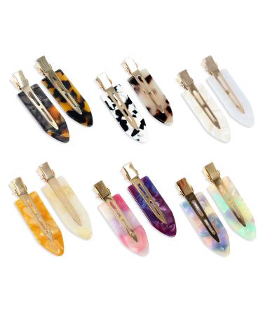 12 PCS No bend Hair Clips No Crease Hair Clips Styling Duck Bill Clips No Dent Alligator Hair Barrettes for Salon Hairstyle Hairdressing Bangs Waves Woman Girl Makeup Application (Acetate 12 colors) 12 Acetate clip