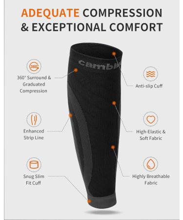 CAMBIVO 3 Pairs Calf Compression Sleeve for Men and Women Leg Compression Sleeve for Running Shin Splint Calf Cramps Varicose Veins Swelling-(Black L/XL) Black L/XL (6 Count) - Buy Online on GoSupps.com