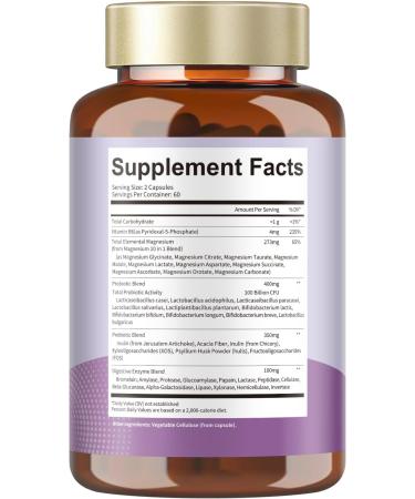 10-in-1 Magnesium Complex Supplement with Probiotics Prebiotics & Digestive Enzymes 100 Billion CFU Probiotics for Women Daily Probiotic for Muscle Sleep Calm Gut & Digestive Health Vegan Non-GMO - Buy Online on GoSupps.com