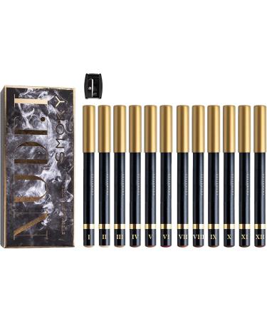 12-Color Eyeliner Pencil Long-Lasting Waterproof Colored Eyeliner | Smudge-Proof Eyeliner | Highly Pigmented Smooth-Glide-On Pencils | Creamy Formula Eyeliner Pencils for Easy Application - Buy Online on GoSupps.com