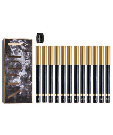 Crayon de maquillage pour les yeux crayon paupi res Ensemble de crayons d' anti-taches 12 couleurs Crayon sourcils cosm tique crayon poteau en bois mat naturel pour