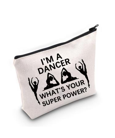 Levlo Funny dancer cosmetic bag dance performances gifts i'm a dancer what your your super power make-up bag with zip for dance teams dance teacher I'm a dancer large