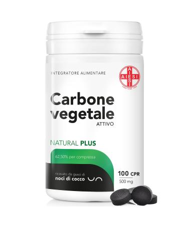 AIESI® Food Grade Activated Vegetable Charcoal in 500 mg Tablets (100 cpr) # Made in Italy