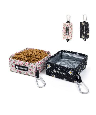 Dog bowl foldable portable travel bowl water bowl for dogs 2 pieces of dog drinking snaps leakproof anti -sloppy dog bitches for large medium -sized small dogs cats pets flower