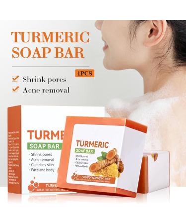 Turmeric Soap Bar Pure Turmeric Soap For Face & Body Gentle Moisturizing Nature Soap for Acne Dark Spots Hyperpigmentation Deep Cleansing Firming Smooth Skin Soap Bar (100g) - Buy Online on GoSupps.com