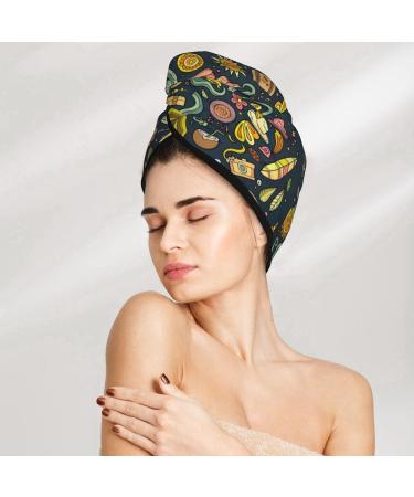 Hair Towel Wrap - Quick Drying Hair Turban with Button | Colorful Hippie Design - Perfect for Easy Drying & Soft Care - Buy Online on GoSupps.com