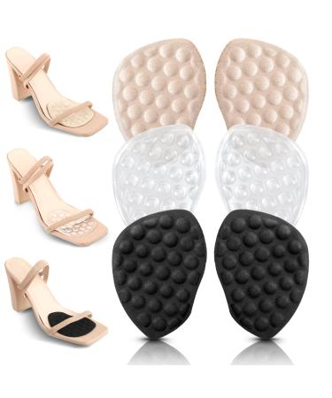 Ouligay 3 pair of silicone forefoot cushions reusable bale cushion forefoot anti-slip washable forefoot cushion women for gel upholstery forefoot High heels shoe pads