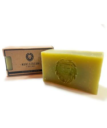 MAN & MANE Manestream 2-in-1 Peppermint Tea Tree Shampoo & Skin Bar | Natural Handmade with Cocoa Butter Aloe Vera Jojoba & Essential Oils - Long Lasting Mild Scent - Buy Online on GoSupps.com
