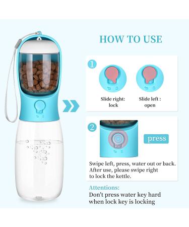 Large 19oz Portable Dog Water Bottle Dispenser with Food Container - Blue - Buy Online on GoSupps.com