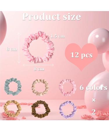 12 Pieces Silk Hair Ties Satin Elastic Hair Ties 6 Colors Simple Plain Hair Scrunchies Satin Ropes Suitable for All Hair Types and Styles - Buy Online on GoSupps.com