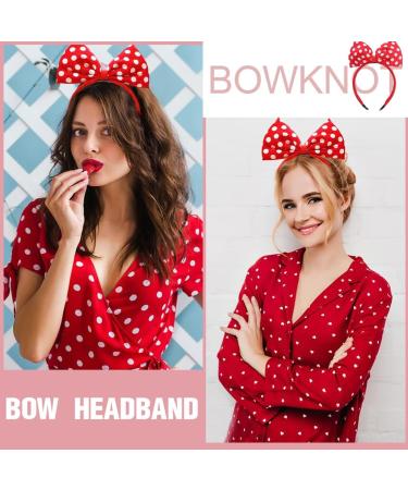 WJRQD Red Polka Dot Bow Headband for Women and Girls - Large Bow Hair Accessory for Party Cosplay Christmas or Halloween - Buy Online on GoSupps.com