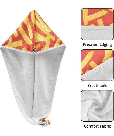 Super Absorbent French Fries Hair Towel 2 Pack | Quick Dry Turbans for Women & Girls Ideal for Fast Hair Drying - Buy Online on GoSupps.com