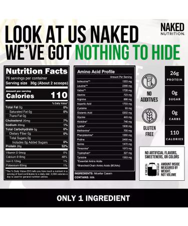 NAKED Grass Fed Protein Bundle: 5LB Unflavored Whey and 5LB Unflavored Casein - Buy Online on GoSupps.com