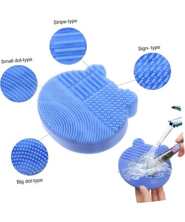 Housoutil 2 1 Makeup Brush Holder Makeup Cleaner Pad Facial Brush Silicone Holder Cosmetic Brush Cleaning Facial Scrubber Makeup Brush Drying Holder Brush Washing Mat Storage Box Silica Gel 11x10cm Blue - Buy Online on GoSupps.com