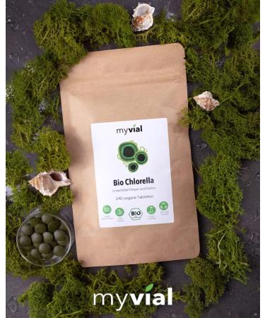 Myvial Bio Chlorella Tablets - Vegan Additive-Free 240 Highly Dosed Plastic-Free Algae Supplements | Chlorella Vulgaris - Buy Online on GoSupps.com