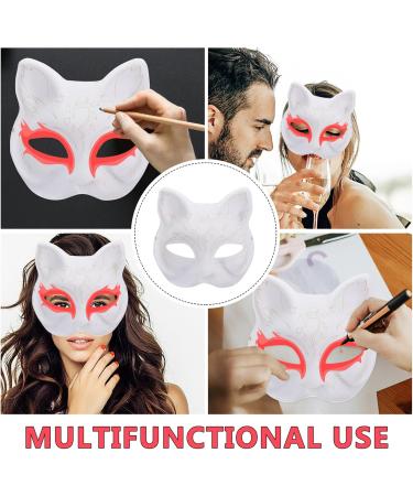 HOLIDYOYO Cat & Fox Mask - Hand-Painted White Paper Mache DIY Animal Mask for Unique Creations - Buy Online on GoSupps.com