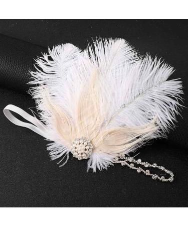 GENBREE 1920s White Gatsby Flapper Headband with Feather and Rhinestone - Perfect Prom Party Hair Accessory for Women and Girls - Buy Online on GoSupps.com