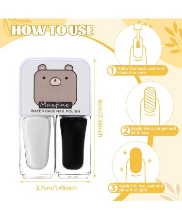 Matte Nail Polish Long Lasting Quick Dry Nail Varnish Odorless Gel Based Formula Nail Varnish Set for DIY Nail Art Manicure-No Need Use UV Lamp Black and White  - Buy Online on GoSupps.com