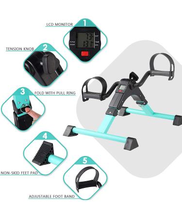 Cozylifeunion Pedal Exerciser - Portable Desk Cycle for Hand, Arm, and Leg Exercise - Adjustable Fitness Machine for Seniors - Folding Mini Bike Teal - Buy Online on GoSupps.com