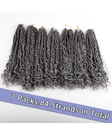 12 Inch Boho Box Braids Crochet Hair | Prelooped with Curly Ends | 7 Packs 1B/Gray | Crochet Braiding Hair for Black Women - Buy Online on GoSupps.com