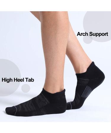 FITRELL Men's Ankle Running Socks 6-Pack - Low Cut Cushioned Athletic Sports Socks - Black+Gray - Size 9-12 - Buy Online on GoSupps.com