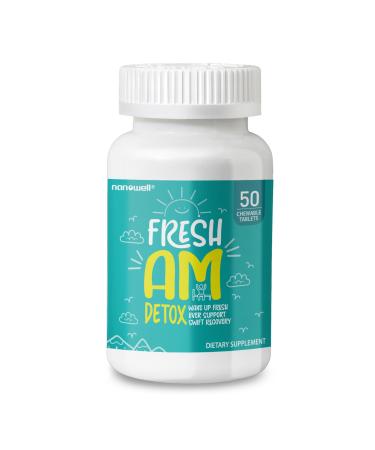 NANOWELL Fresh AM Detox - Liver Health Support Supplement with DHM Milk Thistle Vitamin C B1 & B2-50 Chewable Tablets for Detox and Recovery 50 Count (Pack of 1)
