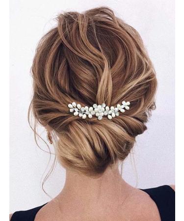 Catery Pearl Bride Wedding Hair Comb - Silver Rhinestone Bridal Hair Piece for Women - Buy Online on GoSupps.com