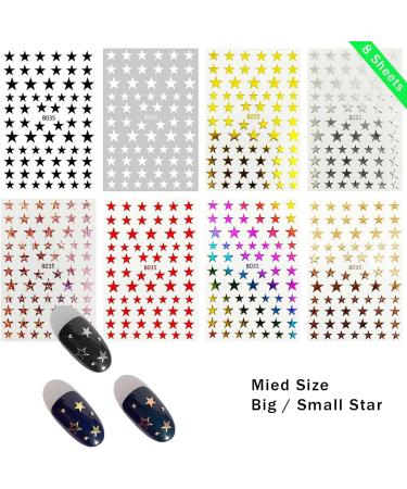 Colorful Stars 3D Nail Art Stickers - Self-Adhesive Glitter Decals for Manicure DIY - Buy Online on GoSupps.com