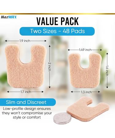 U-Shaped Felt Callus Pads (48 Pack) | Self-Stick Foot Cushions for Pain Relief | Protect Against Rubbing & Reduce Discomfort - Buy Online on GoSupps.com