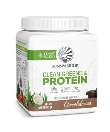Sunwarrior Clean Greens and Protein Chocolate  6.17 oz (175 g)
