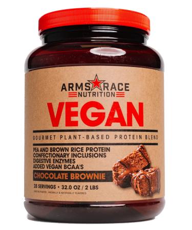 Arms Race Nutrition Vegan Gourmet Plant-Based Protein Blend - 32 oz. (2 lbs) (Chocolate Brownie)