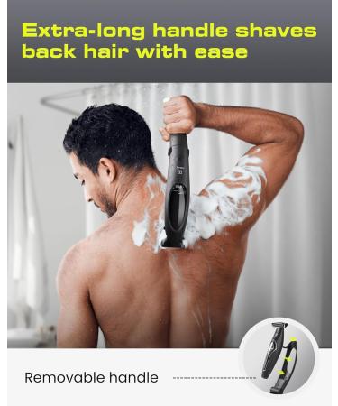 Ferrisa Back Razor for Men | Long Handle Body Trimmer & Electric Facial Razor | Nasal Hair Trimmer with Replaceable Heads - Buy Online on GoSupps.com