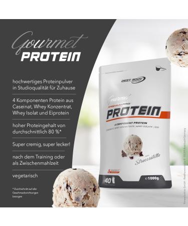 Best Body Nutrition Gourmet Premium Pro Protein Shake - Stracciatella 1kg | 4 Protein Sources: Casein Whey Concentrate Whey Isolate Egg Protein - International Shipping Available - Buy Online on GoSupps.com