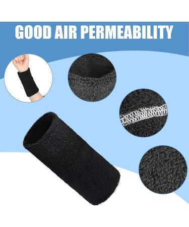 6 Pairs 6 Inch Black Wrist Sweatbands - Absorbent Sports Wristbands for Men Women - Ideal for Tennis, Football, Basketball, Running - Elastic Armband for Athletic Workouts - Buy Online on GoSupps.com