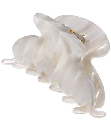 Camila Paris CP3065 French Hair Clip for Women, Handmade, White, Small, Girls Hair Claw Clips Jaw, Durable Styling Hair Accessories for Women, Strong Hold No Slip Grip, Made in France 2 Inch (Pack of 1) White