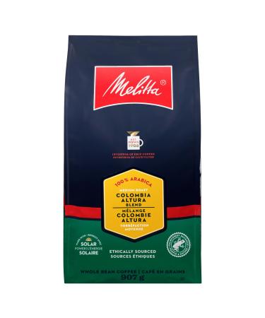 Melitta Colombia Altura Blend Whole Bean Coffee Rainforest Alliance Certified Medium Roast Arabica Beans 907g