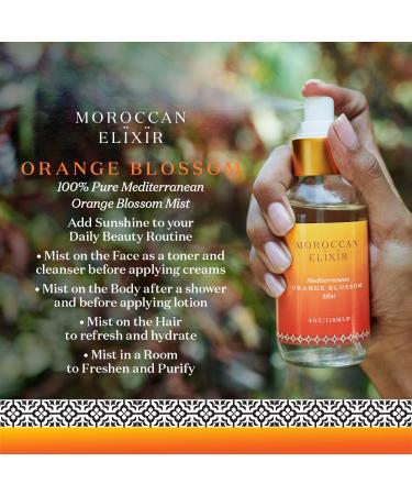 Moroccan Elixir Orange Blossom Face Mist For Woman | Hydrating Softening Moisturizing Cleansing Tone & Lifts the Skin | Enriched with Antioxidants & Reduces skin redness | 4 Oz - Buy Online on GoSupps.com
