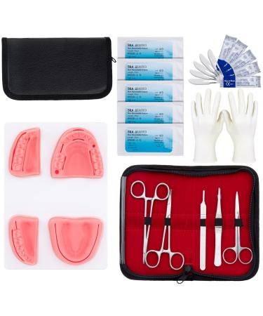 LVCHEN Dental Oral Practice Kit - Dental Training Kit with 4 Soft Silicone Oral Pad - 25 Pcs Set Practice Kit for Dentist Practice & Assistant Student Training Oral Suture Kit